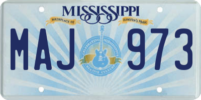 MS license plate MAJ973
