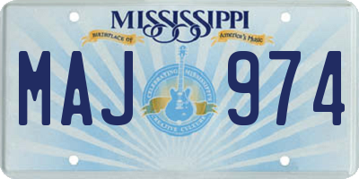 MS license plate MAJ974
