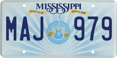 MS license plate MAJ979