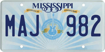 MS license plate MAJ982