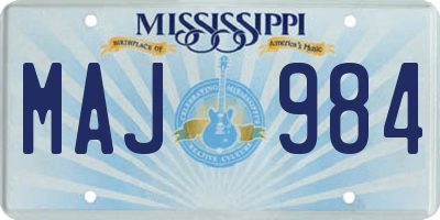 MS license plate MAJ984