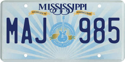 MS license plate MAJ985