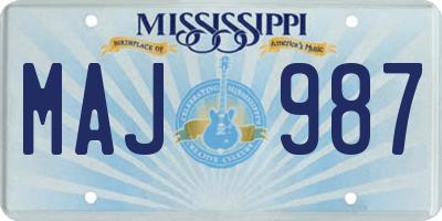 MS license plate MAJ987