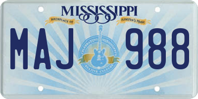 MS license plate MAJ988