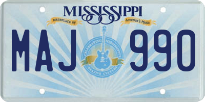 MS license plate MAJ990