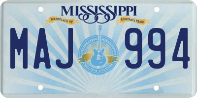MS license plate MAJ994
