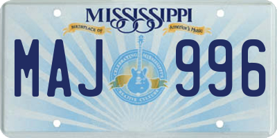 MS license plate MAJ996