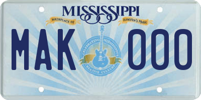 MS license plate MAK000