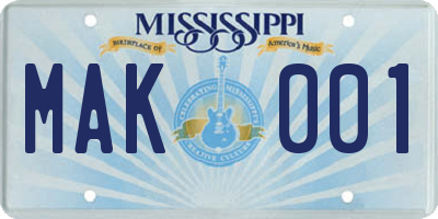 MS license plate MAK001