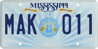 MS license plate MAK011