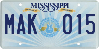 MS license plate MAK015