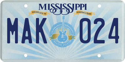MS license plate MAK024