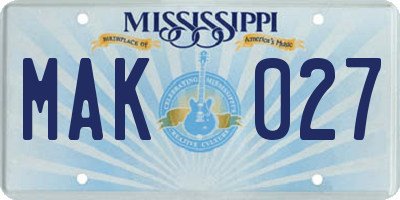 MS license plate MAK027
