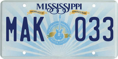 MS license plate MAK033