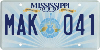 MS license plate MAK041