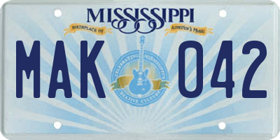 MS license plate MAK042