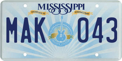 MS license plate MAK043