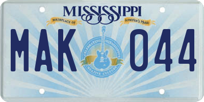 MS license plate MAK044