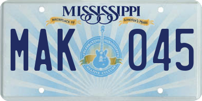 MS license plate MAK045