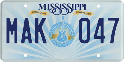 MS license plate MAK047