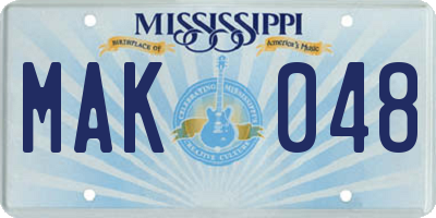 MS license plate MAK048