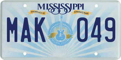 MS license plate MAK049