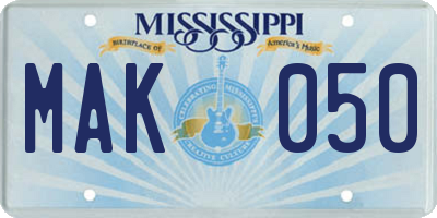 MS license plate MAK050