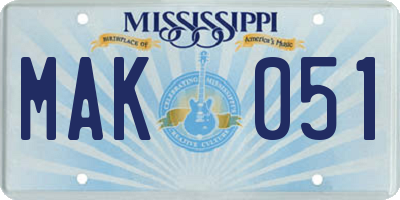 MS license plate MAK051