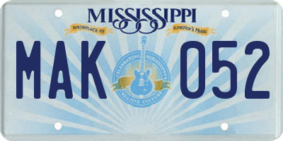 MS license plate MAK052