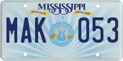 MS license plate MAK053