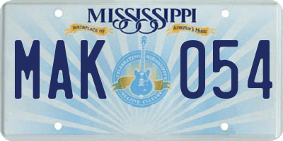 MS license plate MAK054