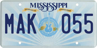 MS license plate MAK055