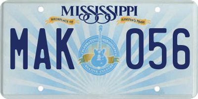 MS license plate MAK056