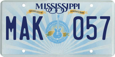 MS license plate MAK057