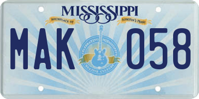 MS license plate MAK058