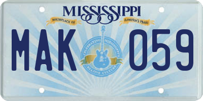 MS license plate MAK059