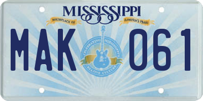MS license plate MAK061