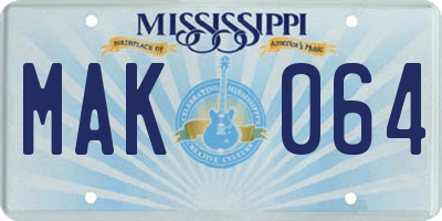MS license plate MAK064