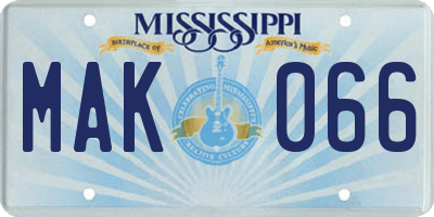 MS license plate MAK066