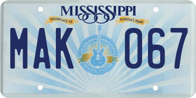MS license plate MAK067
