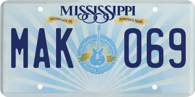 MS license plate MAK069