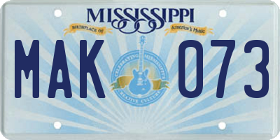MS license plate MAK073