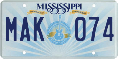 MS license plate MAK074