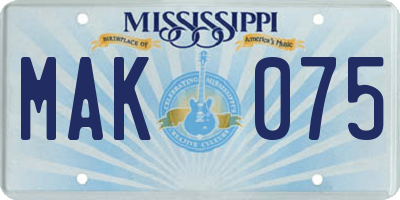 MS license plate MAK075
