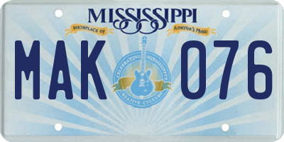 MS license plate MAK076