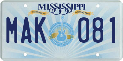 MS license plate MAK081