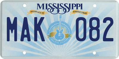 MS license plate MAK082