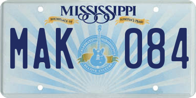 MS license plate MAK084