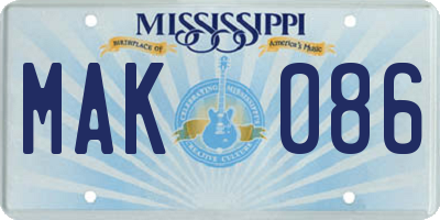 MS license plate MAK086
