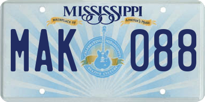 MS license plate MAK088